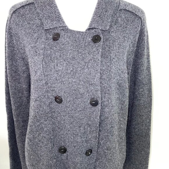 Sea Bleu Double Breasted Wool Cashmere Sweater Womens Size Large L Pockets Gray - Picture 11 of 11